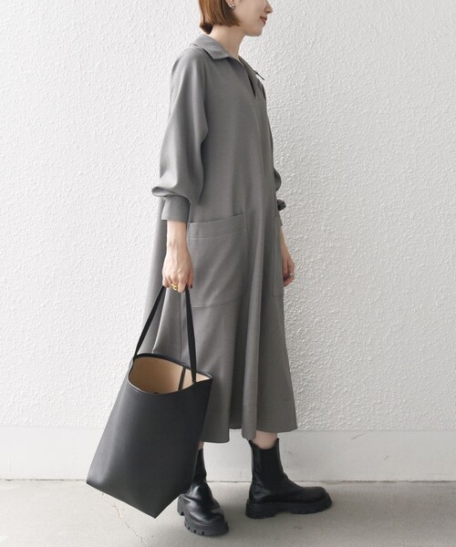 「SHIPS any」 長袖ワンピース ONE SIZE グレー レディースの画像