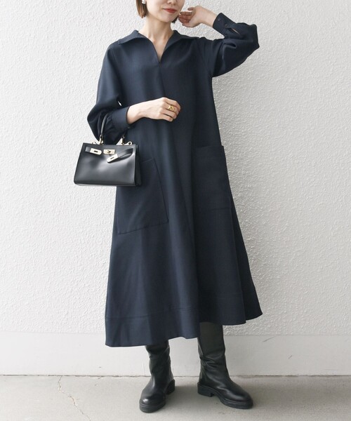 「SHIPS any」 長袖ワンピース ONE SIZE グレー レディースの画像