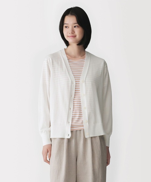 MUJI] カーディガン UVカットヘンプクルーネックカーディガン