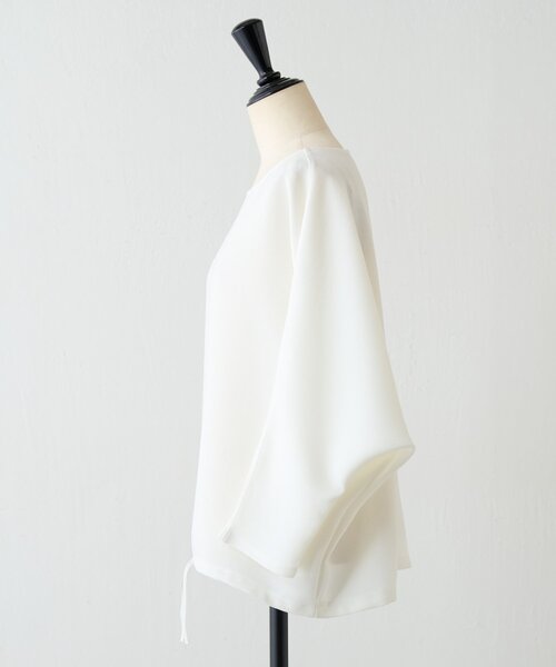 BEARDSLEY ビアズリー ホワイト ストレッチ ジョーゼット ブラウス ストレッチジョーゼットプルオーバー（シャツ/ブラウス）｜BEARDSLEY