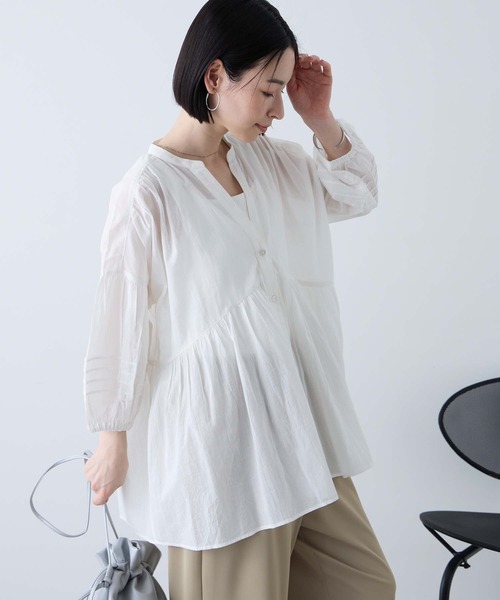 Aunely ブラウス シャツ 「Aunely」ふんわりシアーコットン 360°きれい