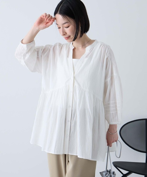 Aunely ブラウス シャツ 「Aunely」ふんわりシアーコットン 360°きれい