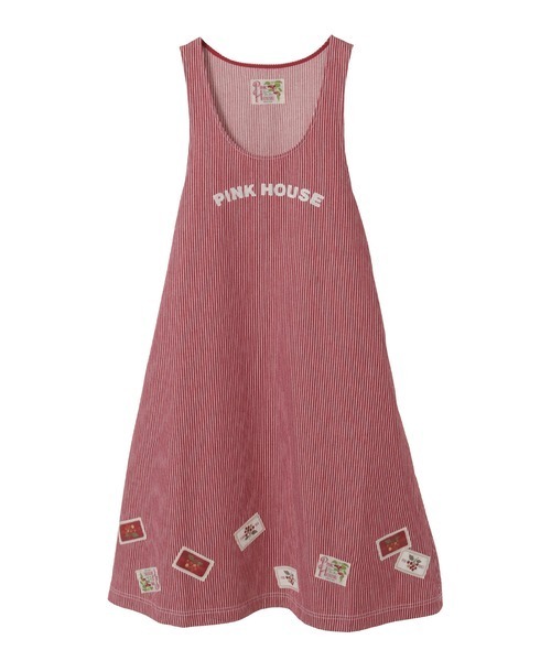 ピンクハウスネームワッペンいっぱい使いジャンパースカート　ピンク PINK HOUSE（ピンクハウス） ジャンパースカート ネームワッペン
