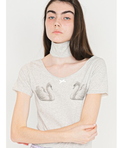 SORIN（ソリン） tシャツ 半袖 Swan Printed Choker Bodysuit/スワン