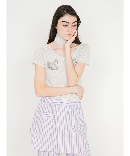 SORIN（ソリン） tシャツ 半袖 Swan Printed Choker Bodysuit/スワン