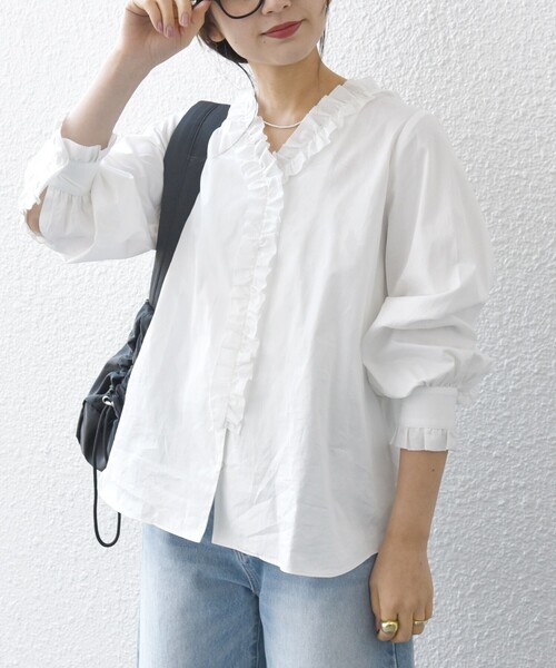 「SHIPS any」 長袖ブラウス ONE SIZE ベージュ レディース_画像8