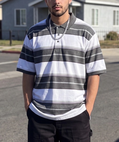 ポロシャツ 半袖 「T19」「Cal Top/キャルトップ」STRIPE POLO SHIRTS メンズ レディース | Cal Top