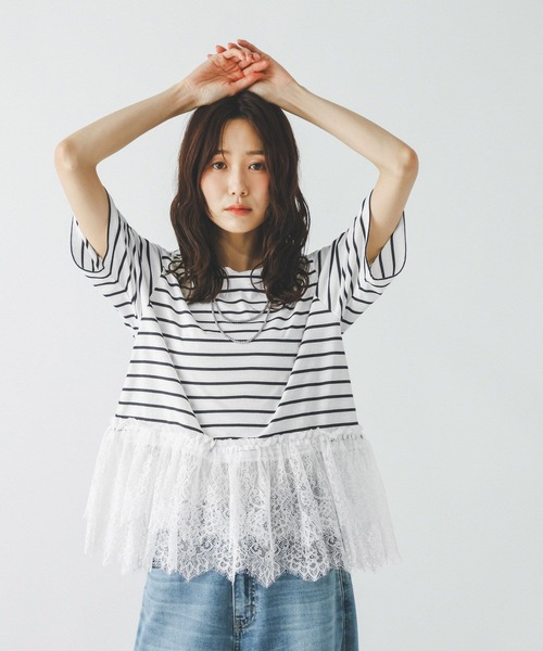 GLOBAL WORK（グローバルワーク） tシャツ 半袖 フローズン裾フリル