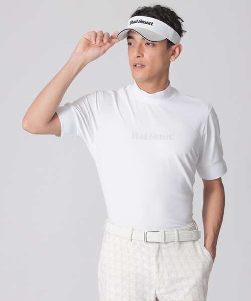 定価22000円の7割引ポールスチュアートゴルフ新品タグ付モックネックTシャツ白 PAUL STUART（ポールスチュアート） tシャツ 速乾 「GOLF Men's/吸水速