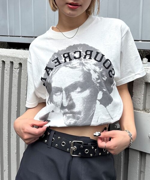 「Sourcream」 半袖Tシャツ MEDIUM グレー レディース_画像4