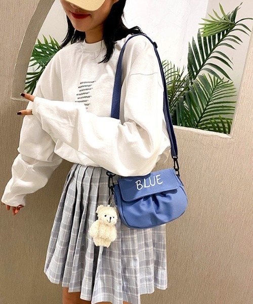 ショルダーバッグ バッグ ミニ BLUE PINK カラー 取り外し可能ベルト