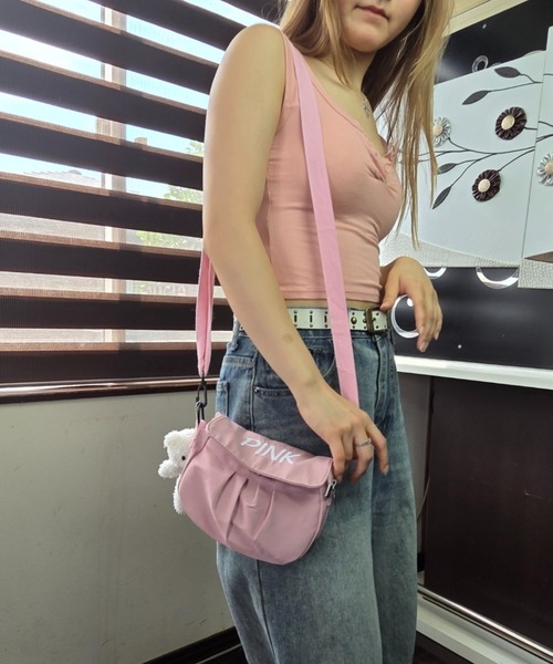 ショルダーバッグ バッグ ミニ BLUE PINK カラー 取り外し可能ベルト