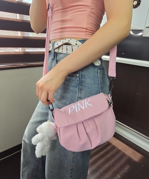 ショルダーバッグ バッグ ミニ BLUE PINK カラー 取り外し可能ベルト