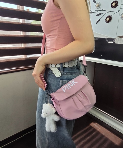 ショルダーバッグ バッグ ミニ BLUE PINK カラー 取り外し可能ベルト