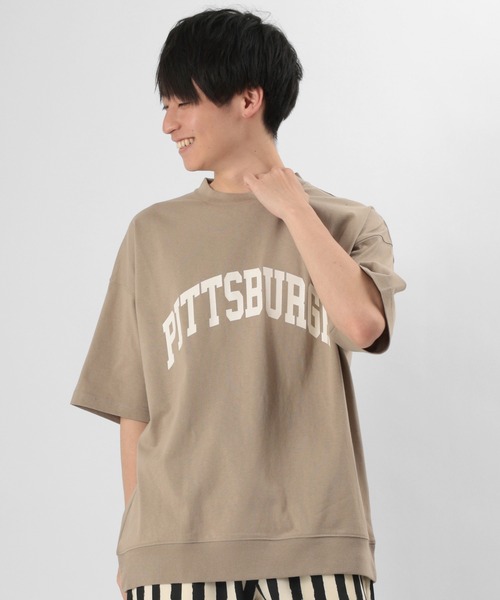 STONE ☆バックプリント ロゴ Tシャツ M IVORY STONE ISLAND - COTTON JERSEY_GARMENT DYED 82/22 / 40周年記念