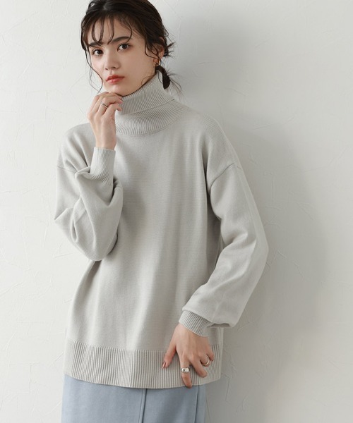 美品♡近年♡ルネ レース ボリュームスリーブ ニット ホワイト 34 Pierrot ニット セーター ボリュームスリーブタートルネックニット