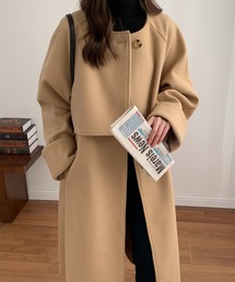 2plan オーバーサイズケープシングルコート ABITOKYO ノーカラーコート コート ノーカラーオーバーサイズ