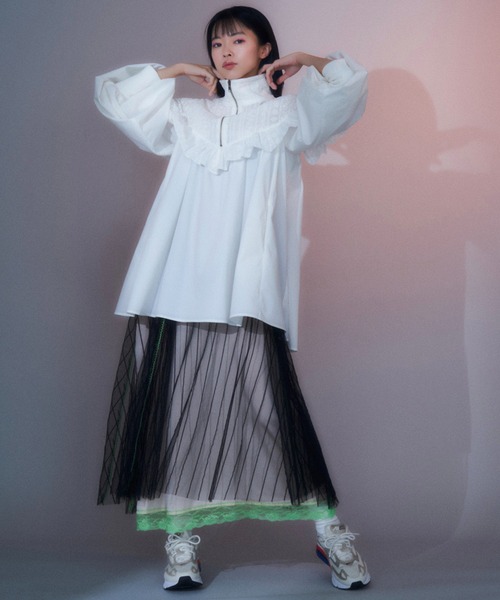 ブラウス シャツ heki ヘキ ハーフジップしぼブラウス レディース メンズ THE MILES ブラウス シャツ heki ヘキ ハーフジップしぼブラウス