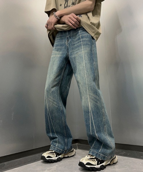 センターライン デニム パンツ ジーパン ストレート メンズ 韓国 ジーンズ センターラインデニム メンズ : ZOZOTOWN Yahoo!店