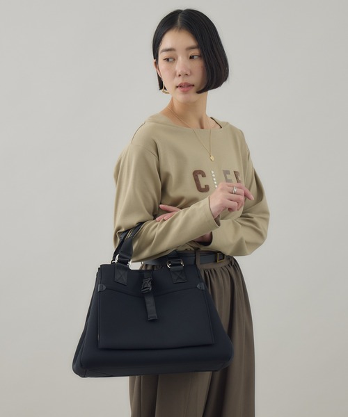 Ruhm●Story.●ネオプレーンベルトトートバッグ チャコールグレー story.（ストーリー） トートバッグ ネオプレーンベルト付BAG