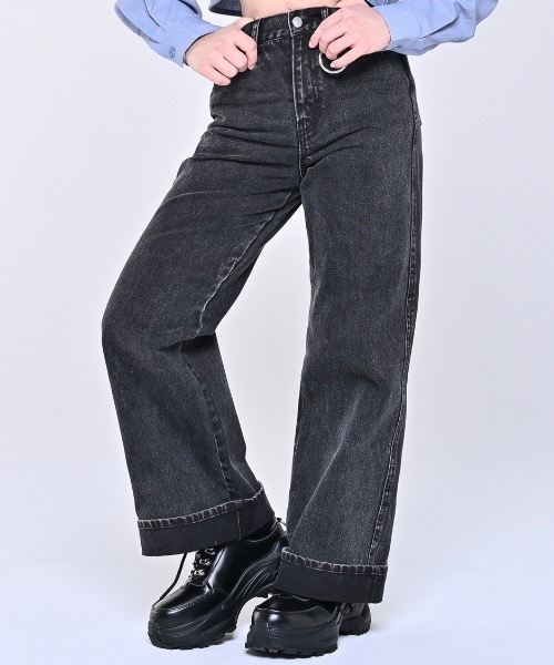 デニム・ジーパン AEAE LAYERED DENIM PANTS 5BNY099 ALEXIA STAM ジーンズ デニム デニムパンツ Layered Waist Wide