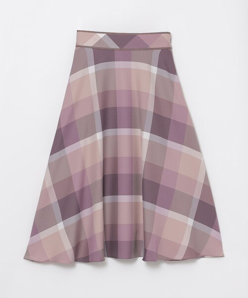 スカート クレストブリッジチェッククロッシングツイルフレアスカート  