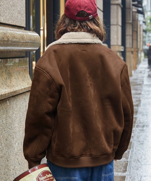 ムートンコート ボアコート ボア襟付きフェイクムートン