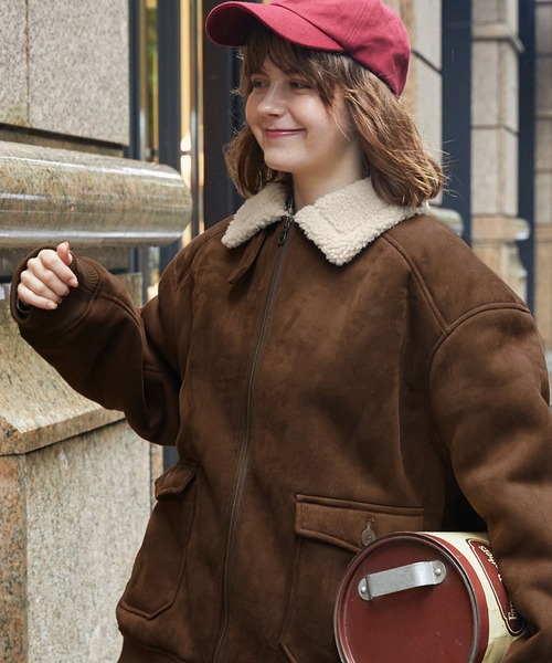 MONO-MART（モノマート） ムートンコート ボアコート ボア襟付き