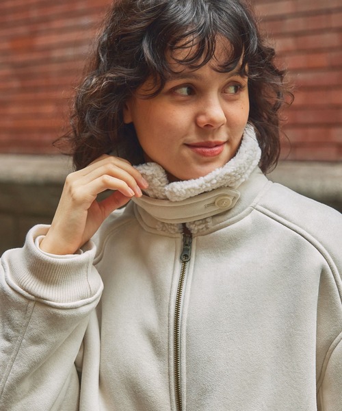 MONO-MART（モノマート） ムートンコート ボアコート ボア襟付き