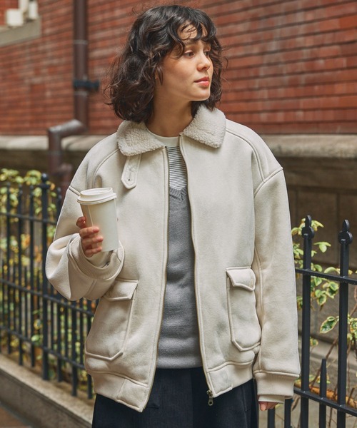 MONO-MART（モノマート） ムートンコート ボアコート ボア襟付き