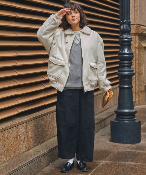 MONO-MART（モノマート） ムートンコート ボアコート ボア襟付き