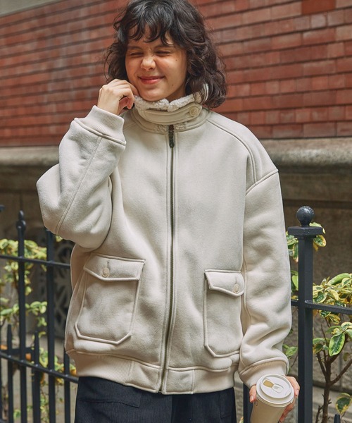 MONO-MART（モノマート） ムートンコート ボアコート ボア襟付き