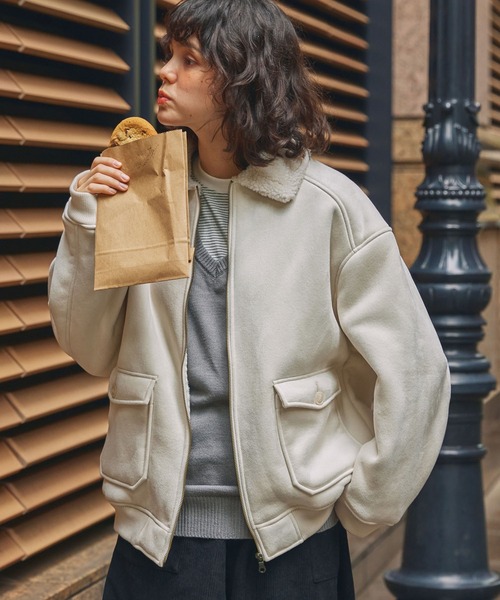 MONO-MART（モノマート） ムートンコート ボアコート ボア襟付き