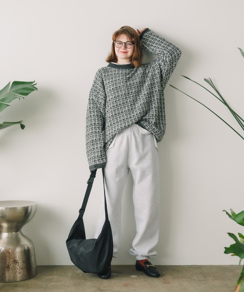 ニット セーター TWEED パターン クルーネックニット レディース ニット セーター TWEED パターン クルーネックニット レディース