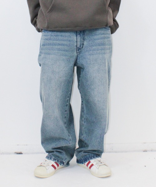 centimeter ワイドデニムパンツ　霜降りブルー 9090 × centimeter Wide Denim Pants – YZ