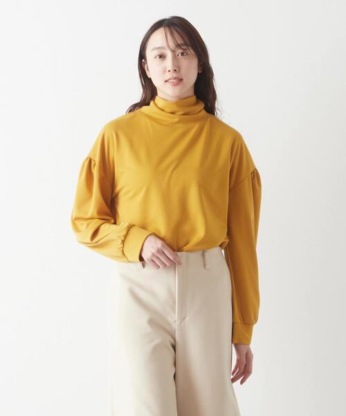 me グラフィックプリーツタートルネック 半袖 MELROSE claire（メルローズクレール） tシャツ 「低めタートルネック