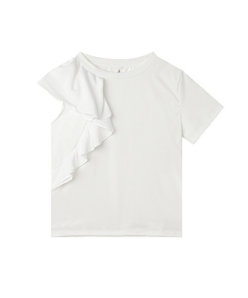 tシャツ ショルダーフリルカットソー レディース COCOMOMO tシャツ ショルダーフリル半袖カットソー