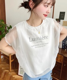 人気アイテムランキング moment+ 裾ドロストオーガンジーレイヤードプリント半袖 tシャツ トップス