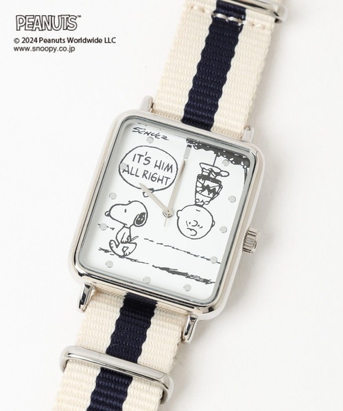 PEANUTS×LEPSIM スヌーピー テープベルト スクエアウォッチ PEANUTS×LEPSIM スヌーピー テープベルト スクエアウォッチ