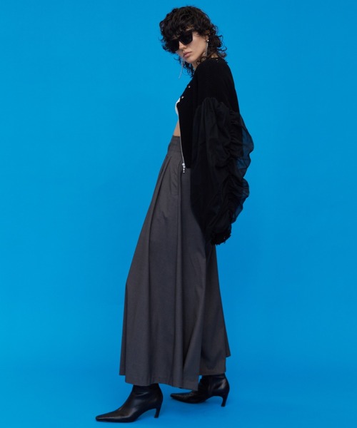 カーディガン TULLE SLEEVE KNIT CARDIGAN/チュールスリーブニット  