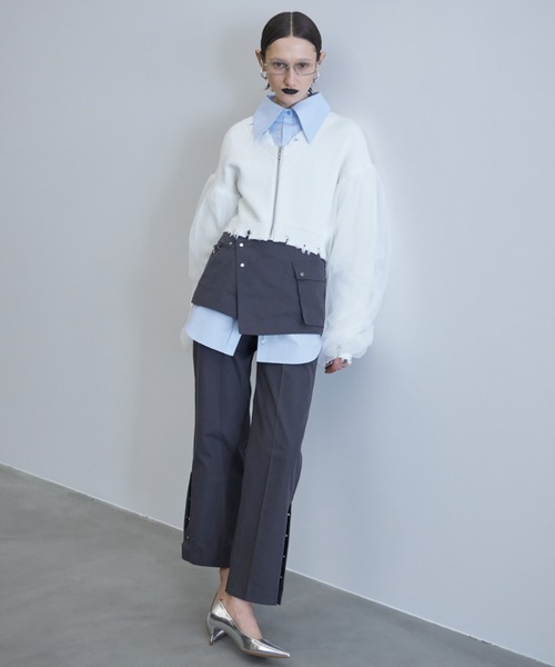 ジョゼムーン チュール スリーブ ニット カーディガン セール】TULLE SLEEVE KNIT CARDIGAN/チュールスリーブニット