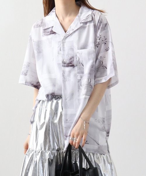 SUGGESTION シャツ H/S総柄開襟シャツ メンズ レディース