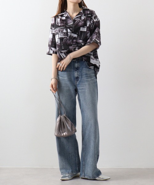 SUGGESTION シャツ H/S総柄開襟シャツ メンズ レディース