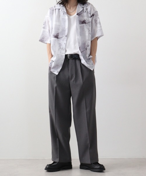 2個　開襟シャツ　オーバーサイズ　総柄シャツ オーバーサイズ】総柄 開襟 アロハ シャツ ＃オーバーサイズ