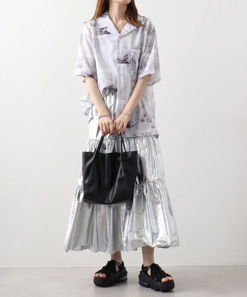 SUGGESTION シャツ H/S総柄開襟シャツ メンズ レディース