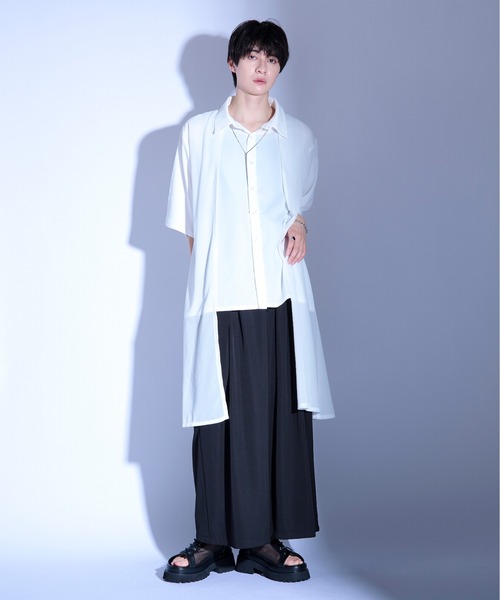 【ほぼ未使用】ASTREAT シアーロングシャツ Ellno Loset シャツ シアーレイヤードロングシャツ/SS メンズ