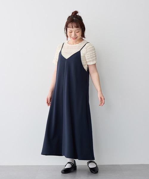 anyfee ワンピース 「anyfee」ニットジョーゼットキャミワンピース