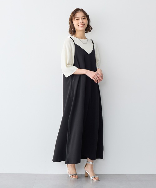 美品✨アンタイトル LLサイズ 4 ジョーゼット 膝下ワンピース 紺