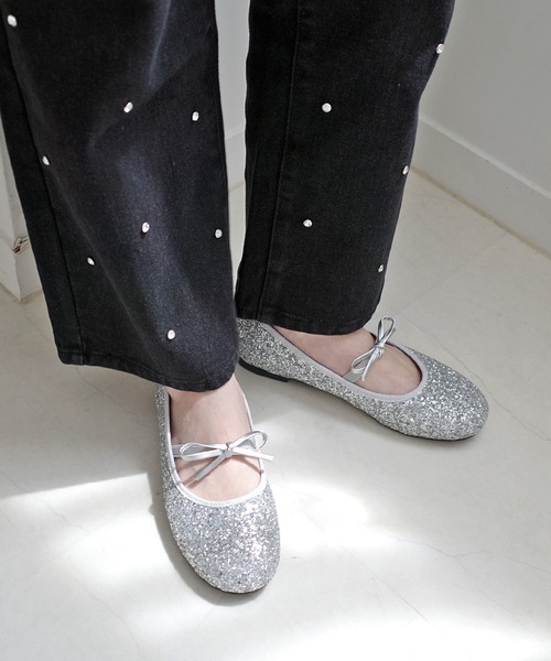 AmiAmi（アミアミ） バレエシューズ パンプス ラウンドトゥグリッター