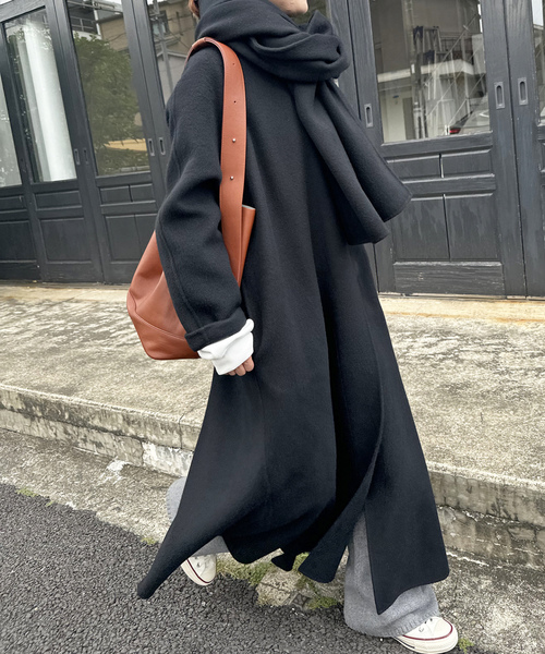 Spick&Span ノーカラー ウール ロングコート 36 キャメル Spick＆Span（スピック アンド スパン） 「Spick & Span」 ノーカラー